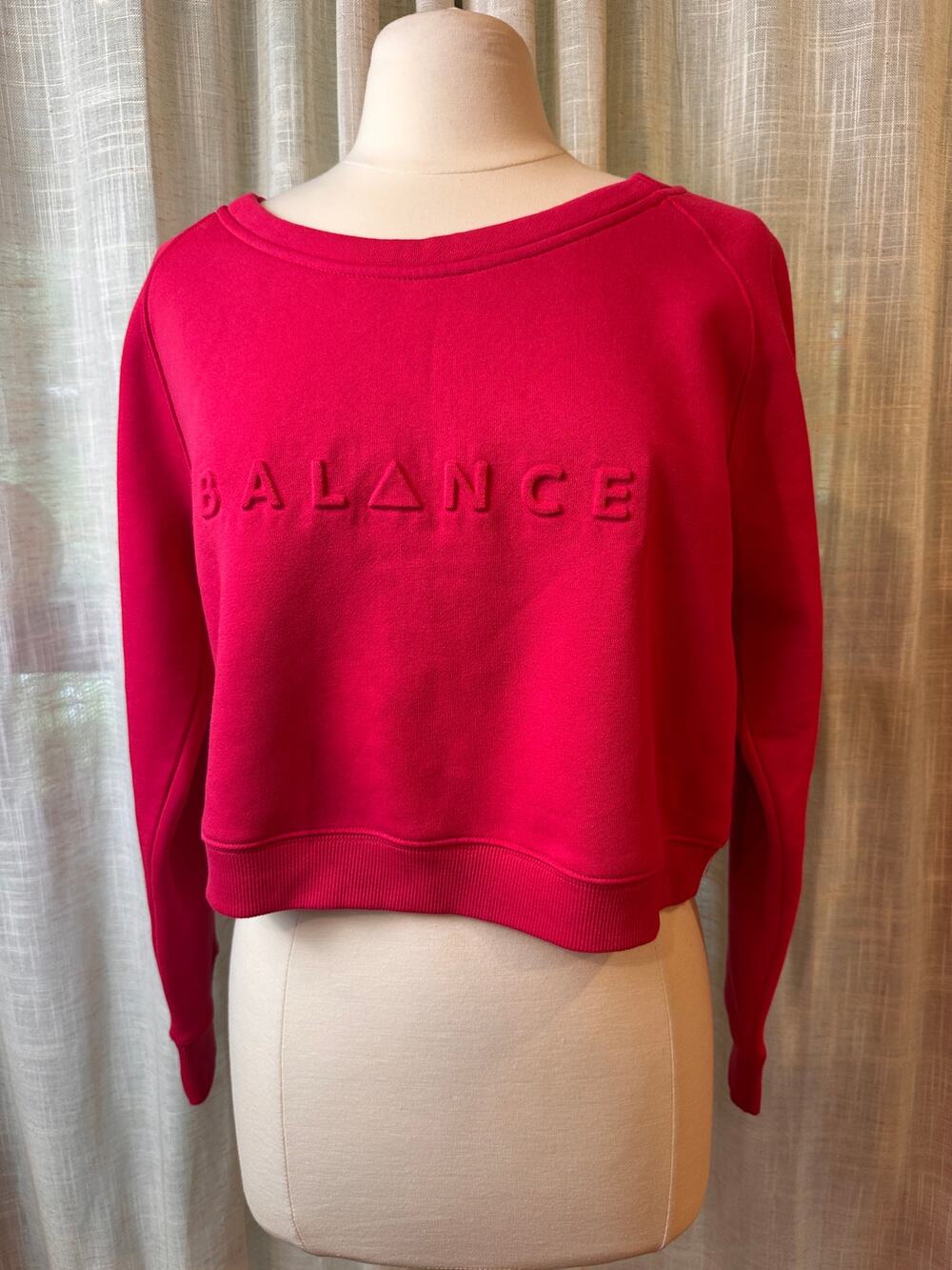 Balance Cropped Pink Sweatshirt Raised Logo NWOT Size L